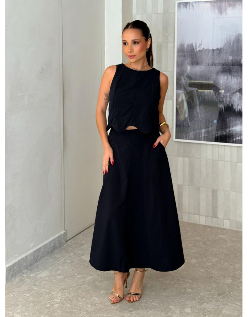 Conjunto Saia Midi Nádia Preto