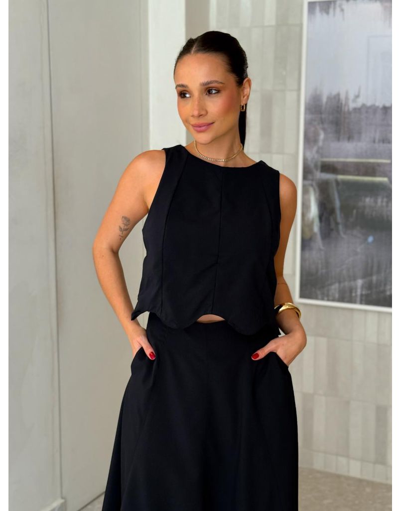 Conjunto Saia Midi Nádia Preto