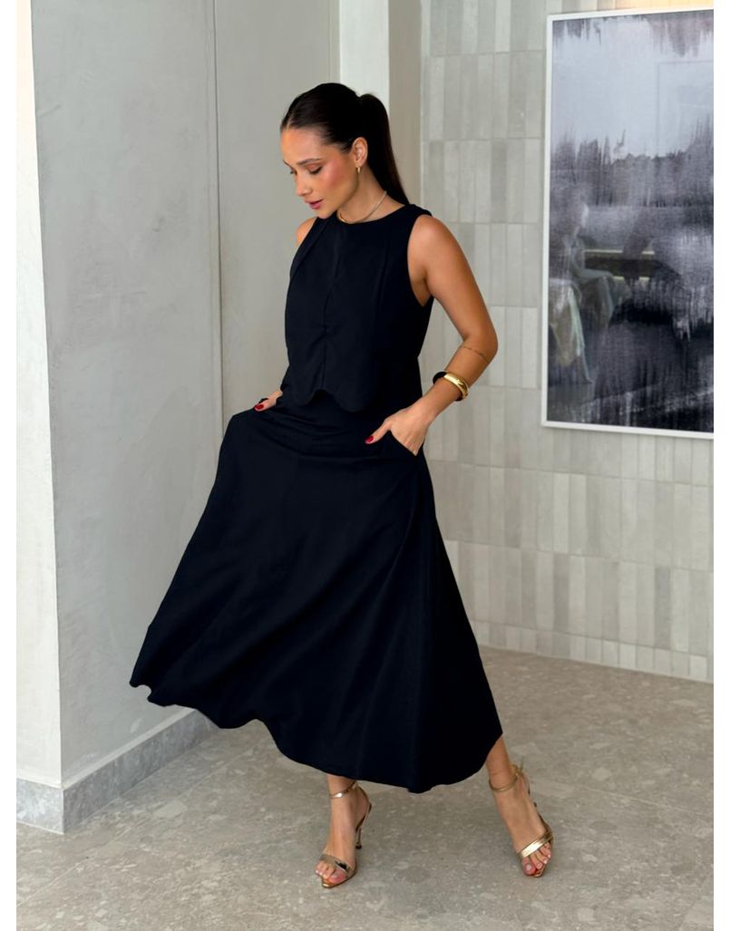 Conjunto Saia Midi Nádia Preto