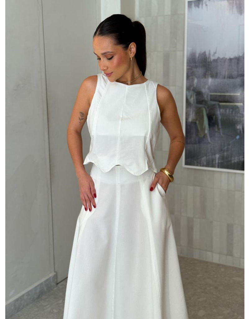 Conjunto Saia Midi Nádia Branco