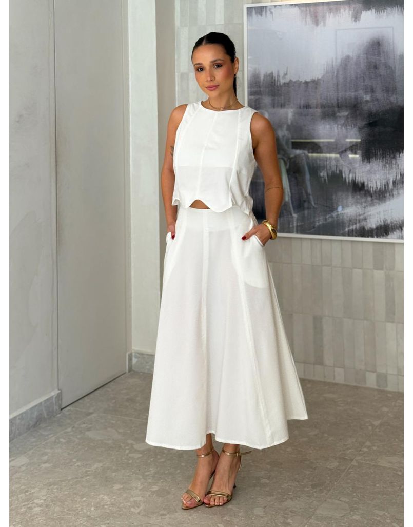 Conjunto Saia Midi Nádia Branco