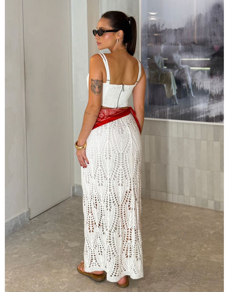 Saia Midi Crochê Branca