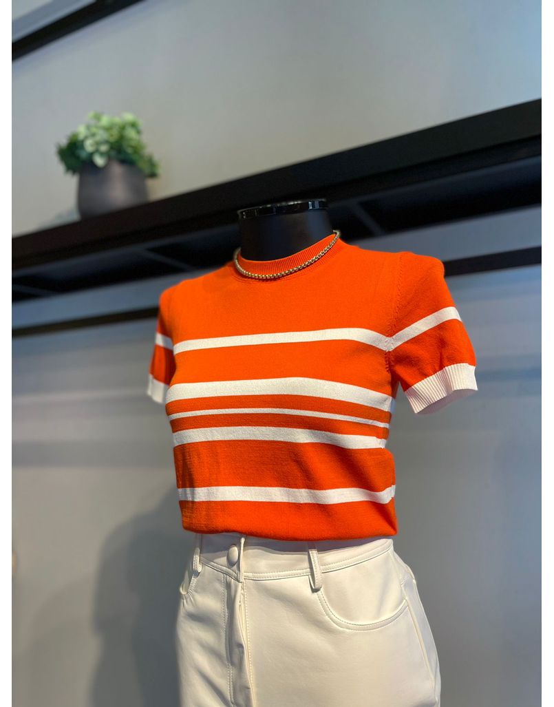 Blusa Tricot Listrada Laranja