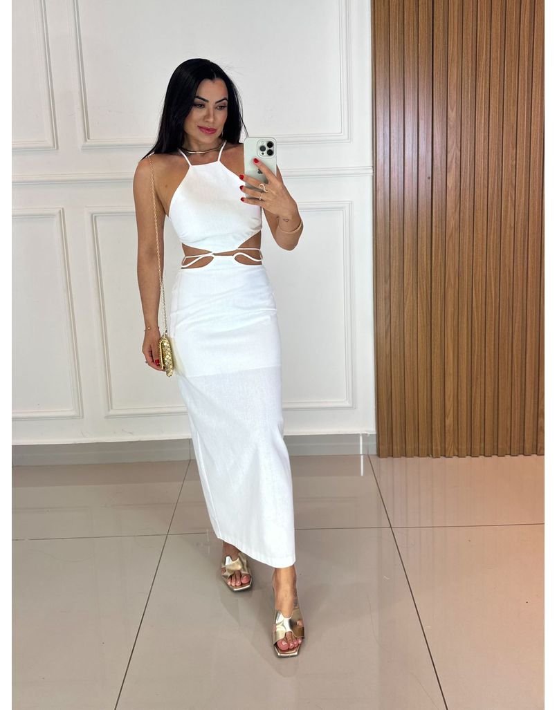 Vestido Midi Nápoles Branco - Loja La Mina 