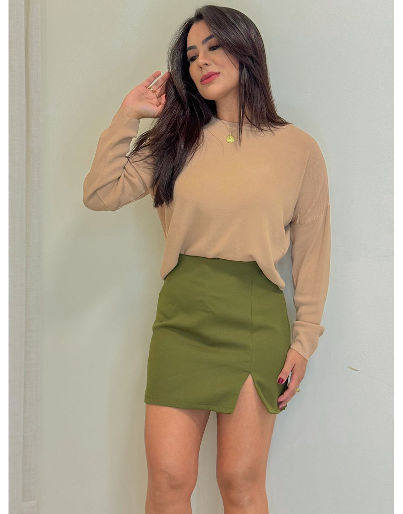 Blusa Manga Longa Lúcia Cappuccino - Loja La Mina 