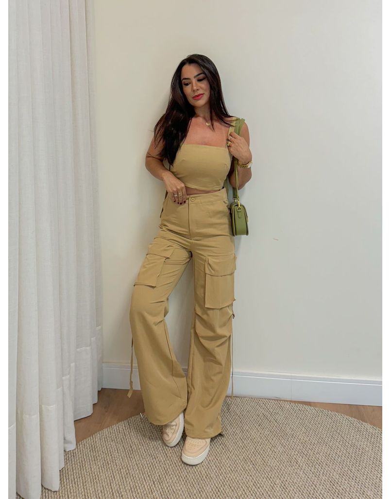 Conjunto Calça Cargo Cáqui