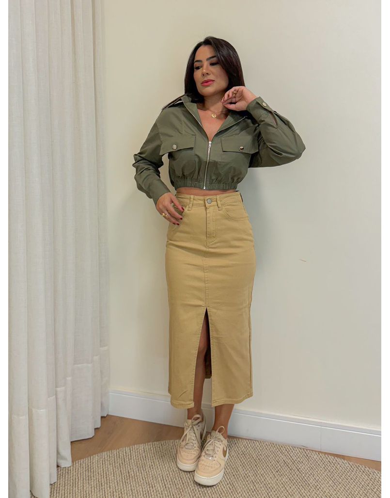 Cropped Casaco Sarjado Militar