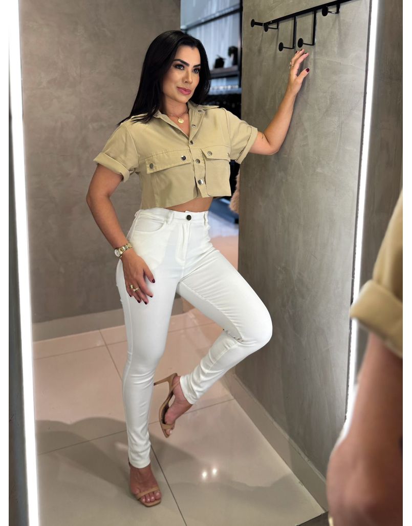 Cropped Camisa Cargo Caqui 