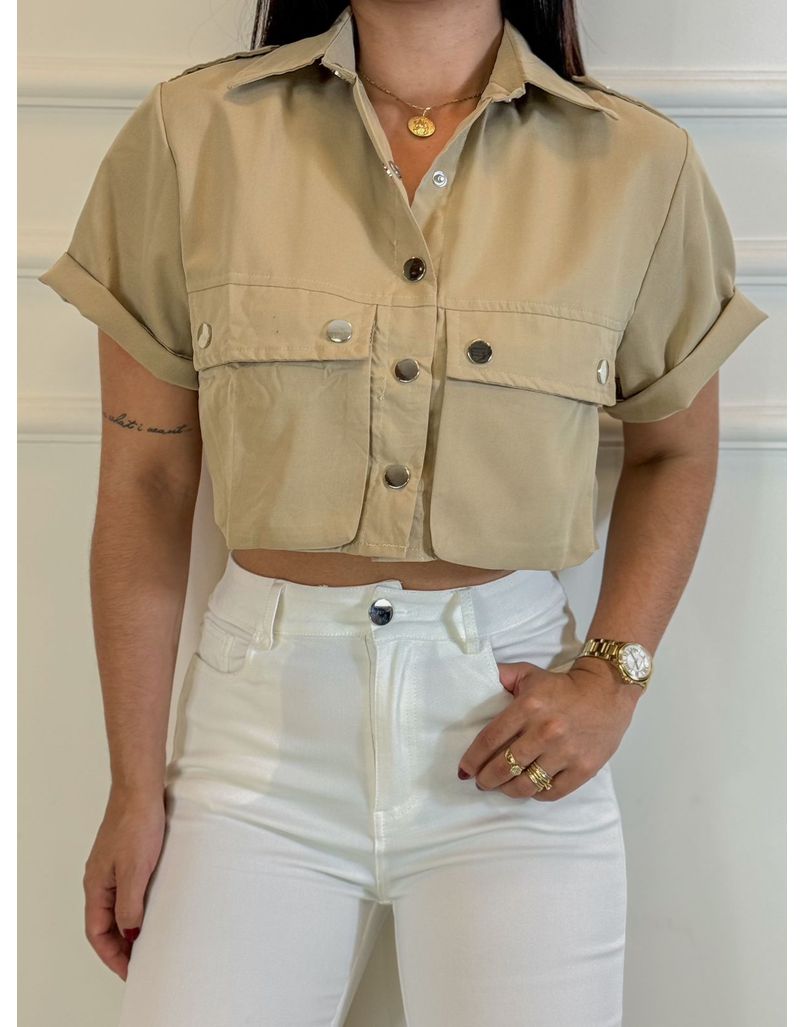 Cropped Camisa Cargo Caqui 