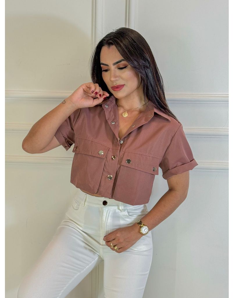 Cropped Camisa Cargo Beterraba 