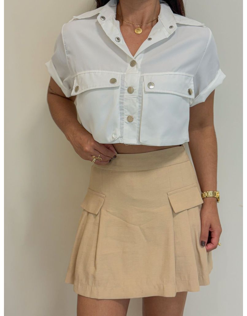 Cropped Camisa Cargo Branco