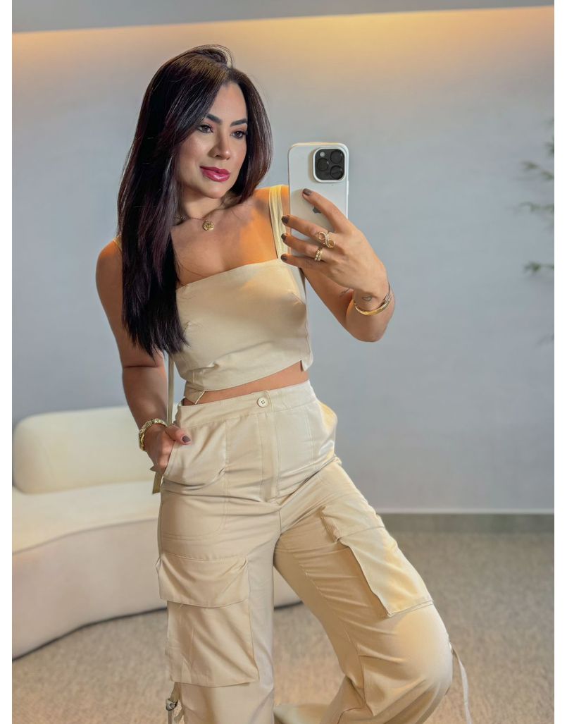 Conjunto Calça Cargo Areia 