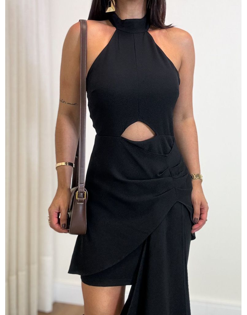 Vestido Gola Alta Preto