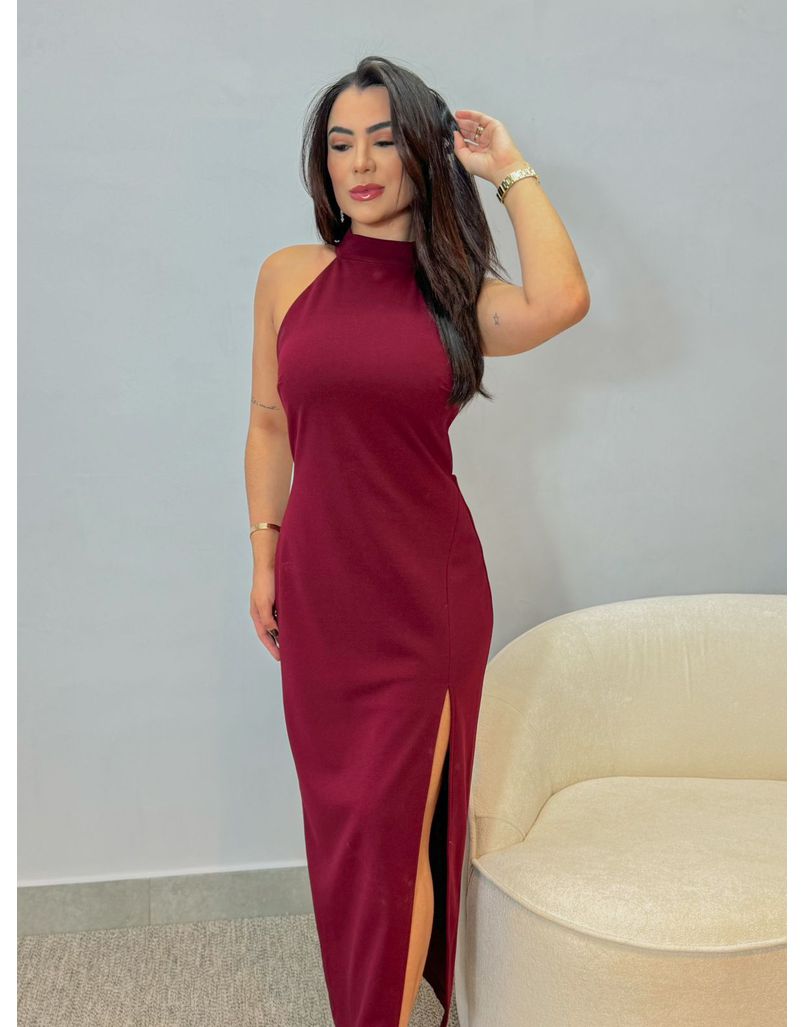 Vestido Midi Gola Alta Cherry 