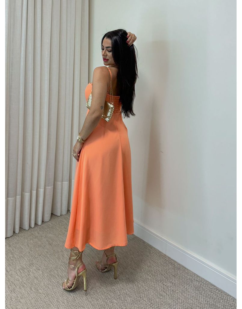 Vestido Midi Fenda Alice Coral