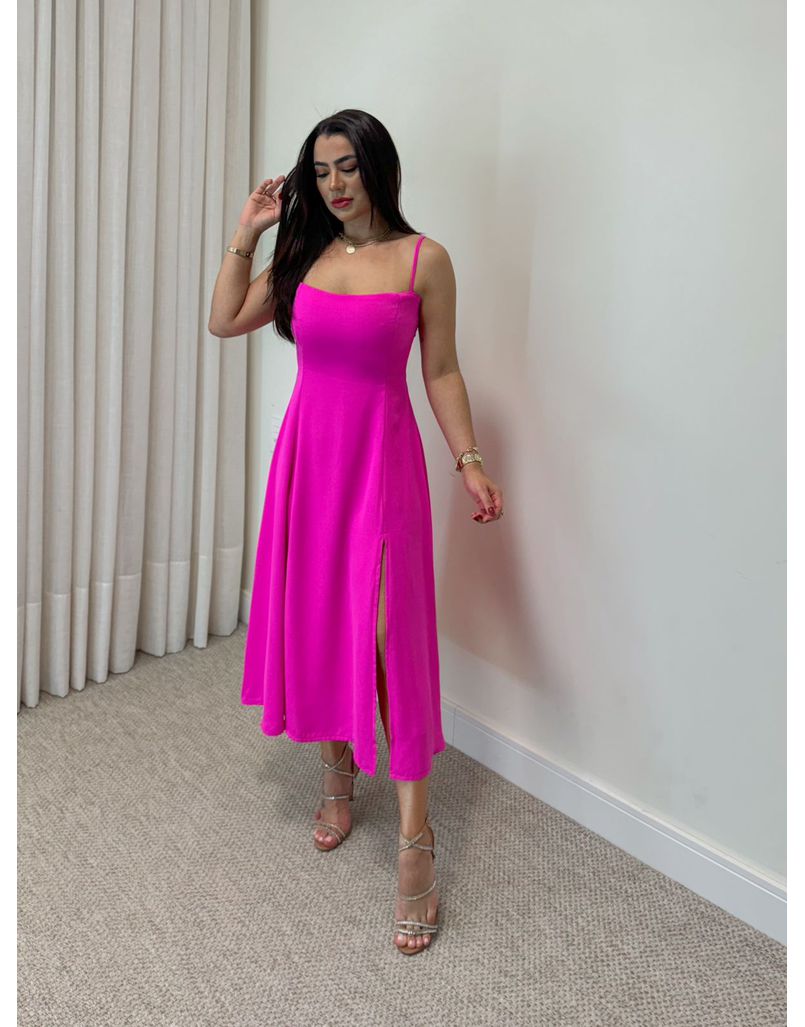 Vestido Midi Fenda Alice Pink - Loja La Mina 