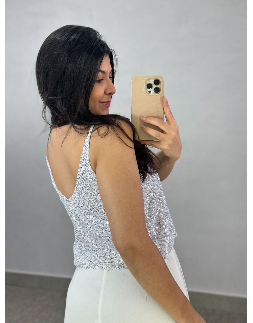 Cropped Paetê Lorena Prata