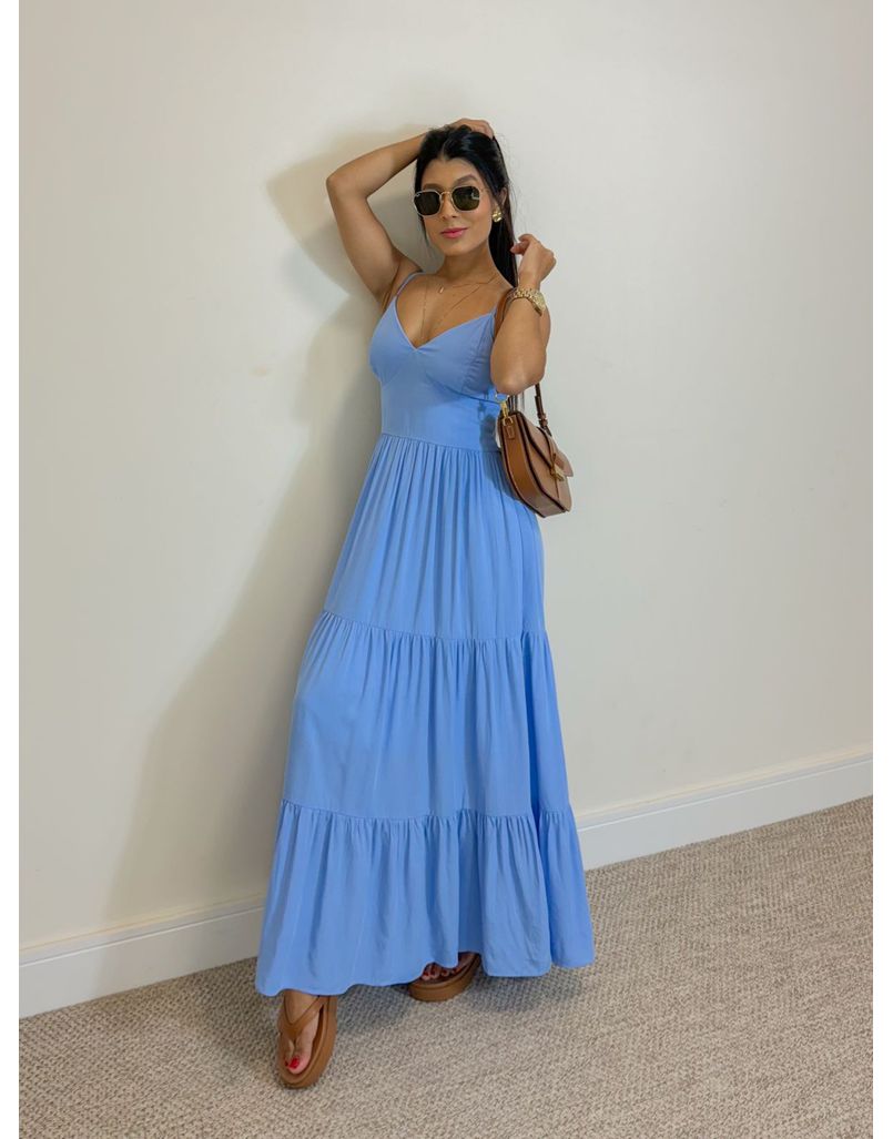 Vestido Midi Atenas Azul Bebê - Loja La Mina 