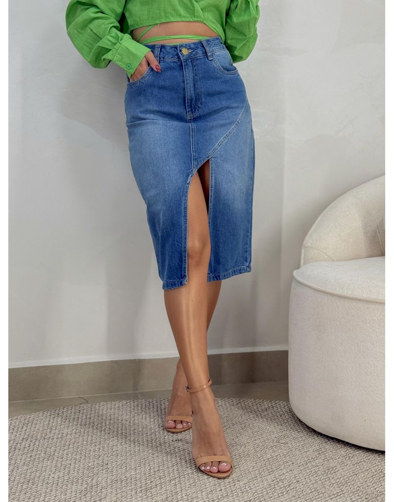 Saia Midi Jeans Beatriz