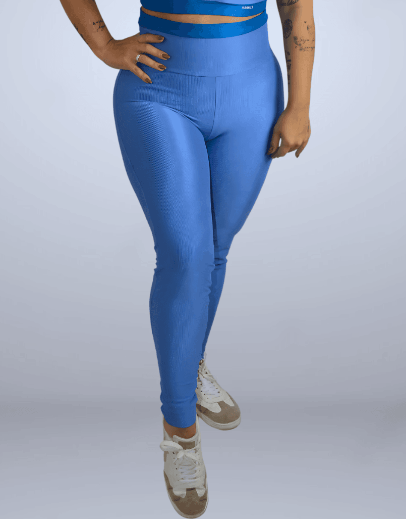 Calça Legging Feel Rib - Azul Tifan... - MAHARI