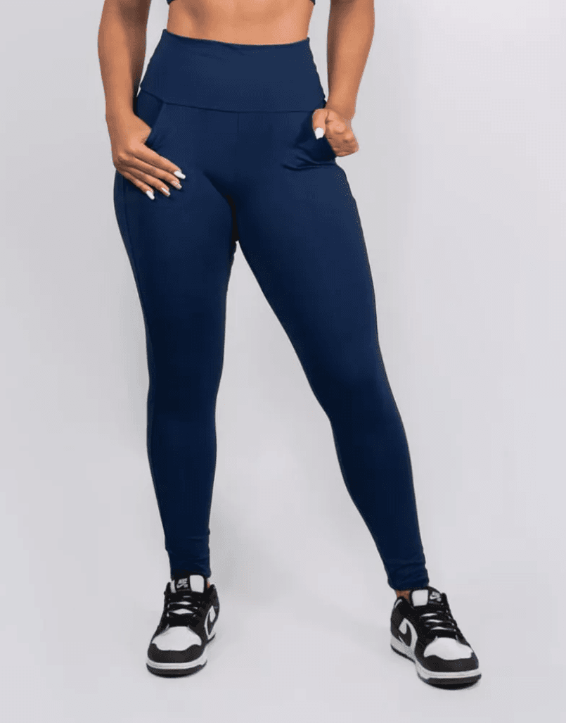 Calça Legging Bolso Frontal Azul Ma... - MAHARI