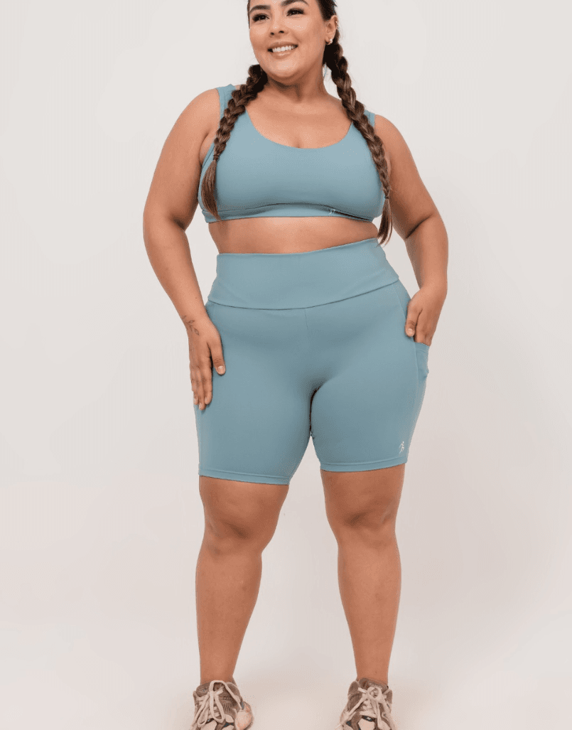 Conjunto Bermuda Plus Size - Cinza