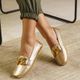 Mocassim Feminino Florença Em Couro Dourado Savelli 
