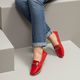 Mocassim Feminino Florença Em Couro Verniz Vermelho Savelli 