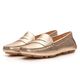 Mocassim Feminino Charlotte Em Couro Dourado Savelli 