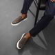 Tênis Slip On Masculino Florence em Couro Cinza Escuro Savelli