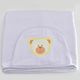 Toalha Bebê Retangular GG Com Forro e Capuz Urso Rostinho Branco