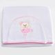 Toalha Bebê Retangular GG Com Forro e Capuz Ursinha Bailarina Arabesque Rosa