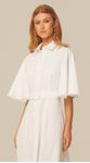 Vestido Midi Manga Curta em Linho Branco