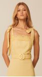 Vestido Midi Alça Larga em Linho Amarelo
