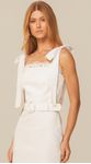Vestido Midi Alça Larga em Linho Branco