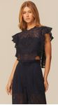 Blusa Ampla em Renda com Bordado Azul Marinho