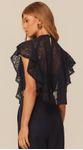 Blusa Ampla em Renda com Bordado Azul Marinho