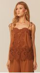 Blusa de Alça com Detalhe em Renda Marrom