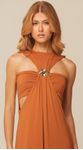 Vestido Midi com Recortes em Malha Terracota