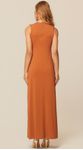 Vestido Midi com Recortes em Malha Terracota