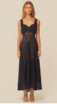 Vestido Midi Assimétrico com Renda Azul Marinho