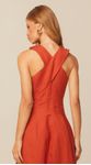 Vestido Midi sem Mangas em Linho Terracota
