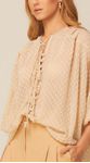 Blusa Manga Longa em Georgette Bege