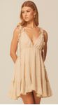 Vestido Curto Assimétrico em Georgette Bege