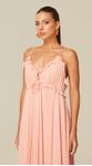 Vestido Longo com Babados Rosa