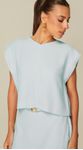Blusa Cropped em Alfaiataria Azul Claro