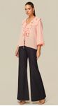 Blusa Manga Longa com Babados Rosa