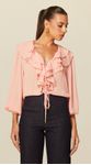 Blusa Manga Longa com Babados Rosa