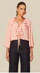 Blusa Manga Longa com Babados Rosa