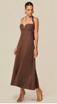 Vestido Midi em Linho Marrom